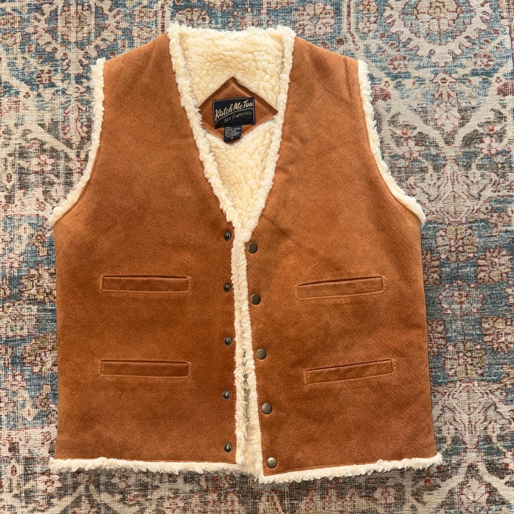 Brown Vintage Genuine Suede Sherpa Vest Women’s Medium by Katch Me Too